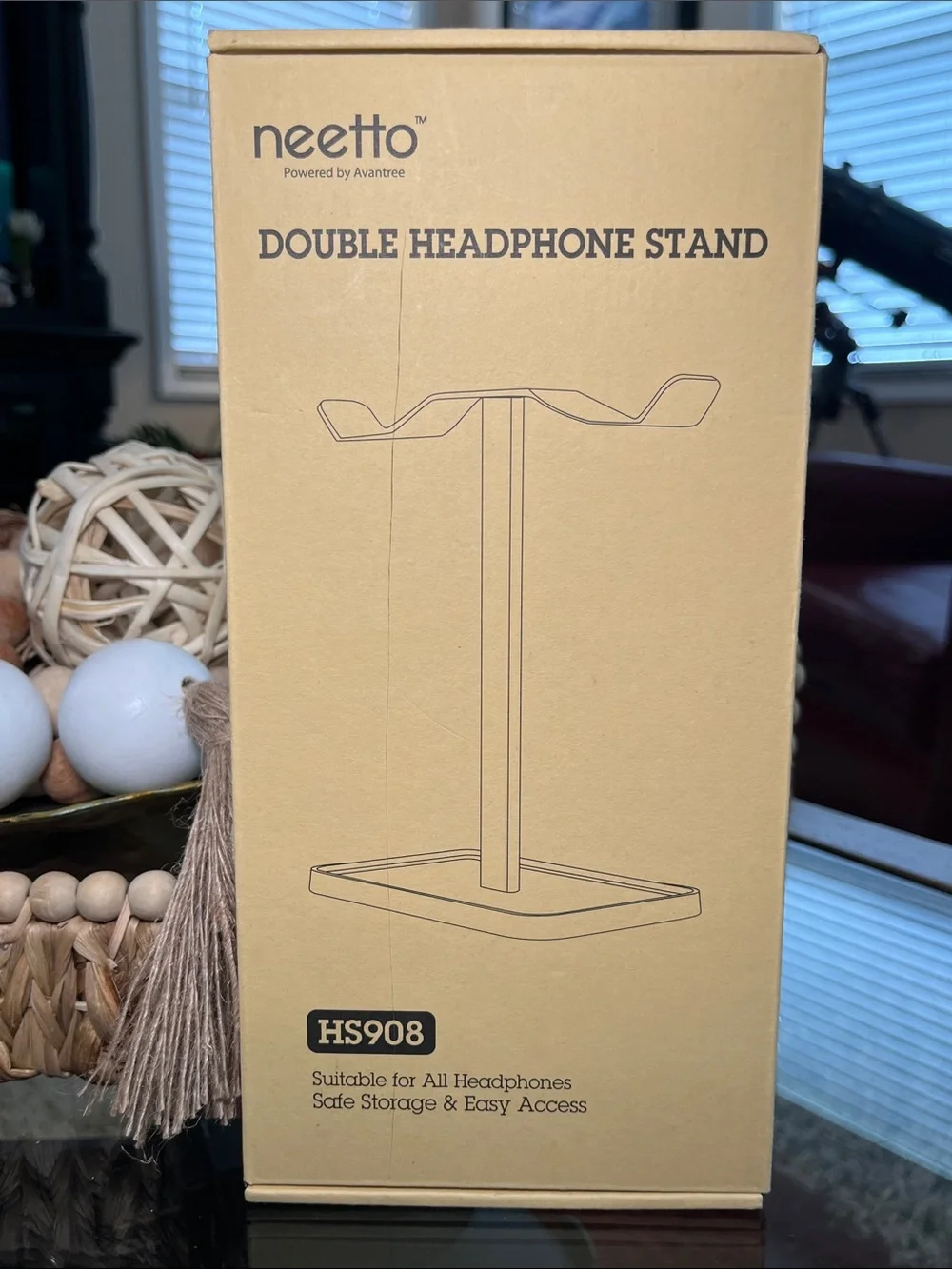 Neetto Dual Headphone Stand in Black